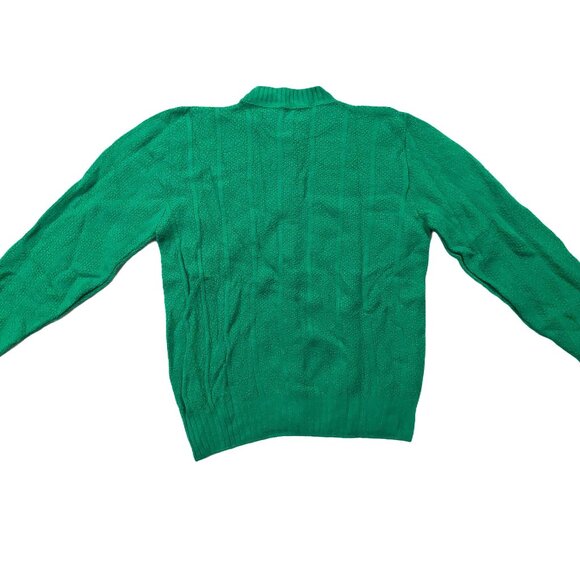 Vintage 1940s-1950s Dark Kelly Green Long Sleeve Knit Cardigan Sweater - Picture 6 of 8